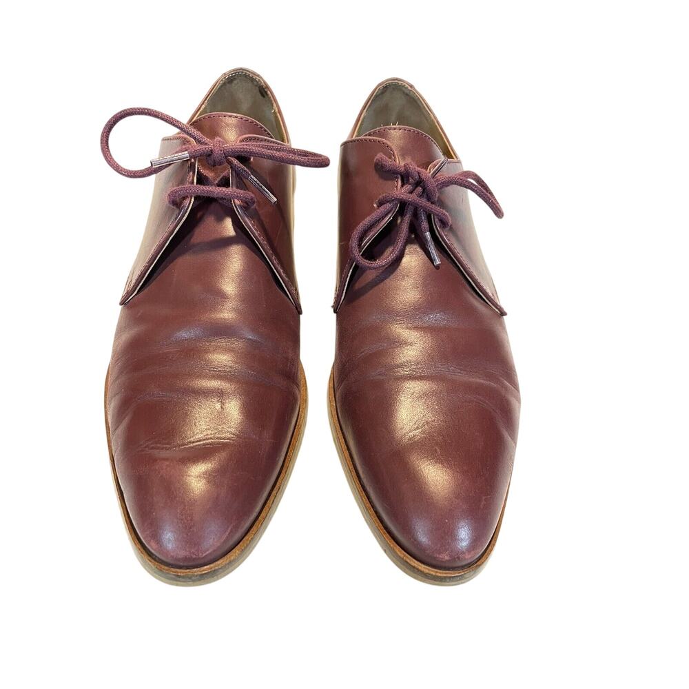 9.5 Everlane Womens Burgundy Leather Oxford Lace Up Flats Made in Italy